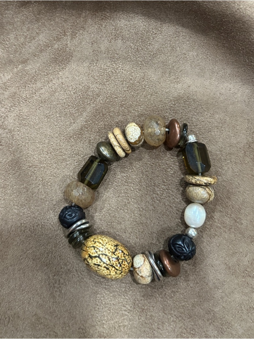 Silpada Sterling Silver Earth-Tone Beaded Stretch Bracelet